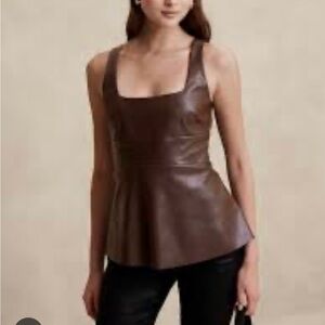 Vegan Leather Sleeveless Top - Banana Republic